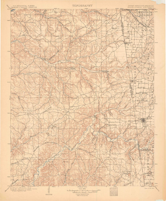 Historic 1903 Siloam Springs Oklahoma 30'x30' Topo Map Image