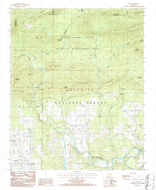 Classic USGS Sims Arkansas 7.5'x7.5' Topo Map Image
