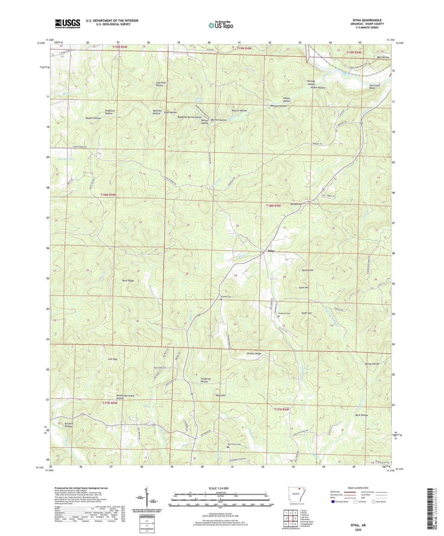 Sitka Arkansas US Topo Map Image