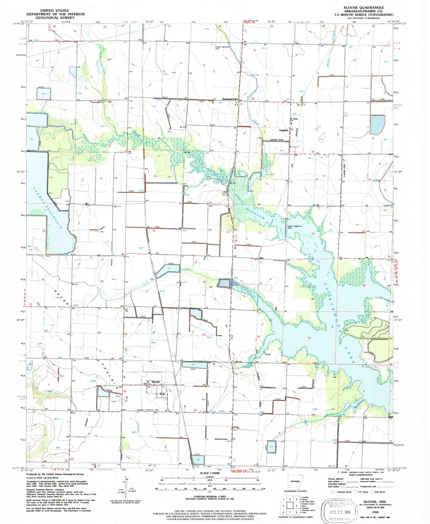 Classic USGS Slovak Arkansas 7.5'x7.5' Topo Map Image
