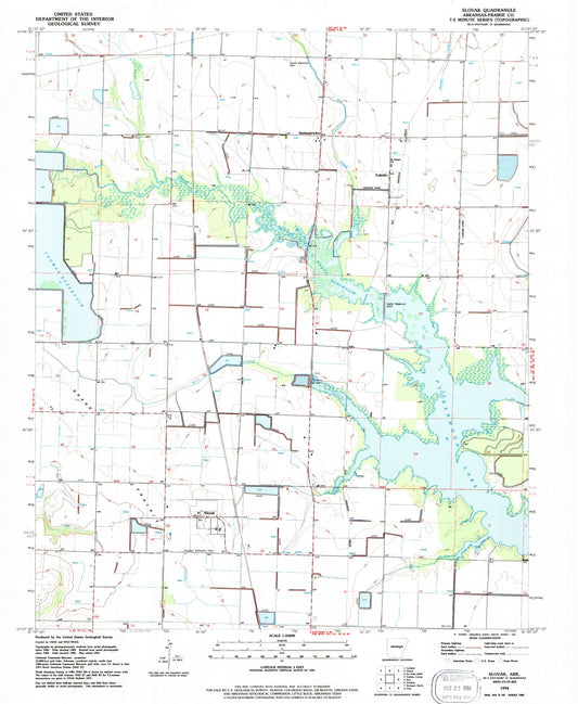 Classic USGS Slovak Arkansas 7.5'x7.5' Topo Map Image