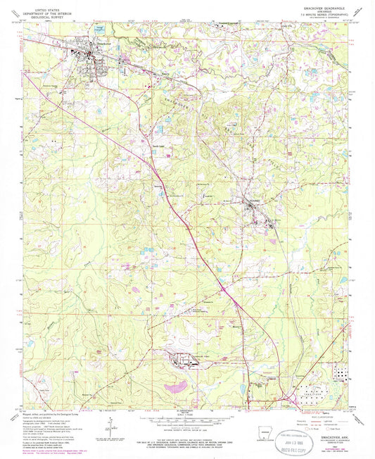 Classic USGS Smackover Arkansas 7.5'x7.5' Topo Map Image