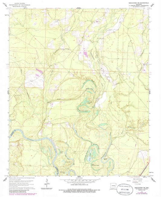 Classic USGS Smackover NE Arkansas 7.5'x7.5' Topo Map Image