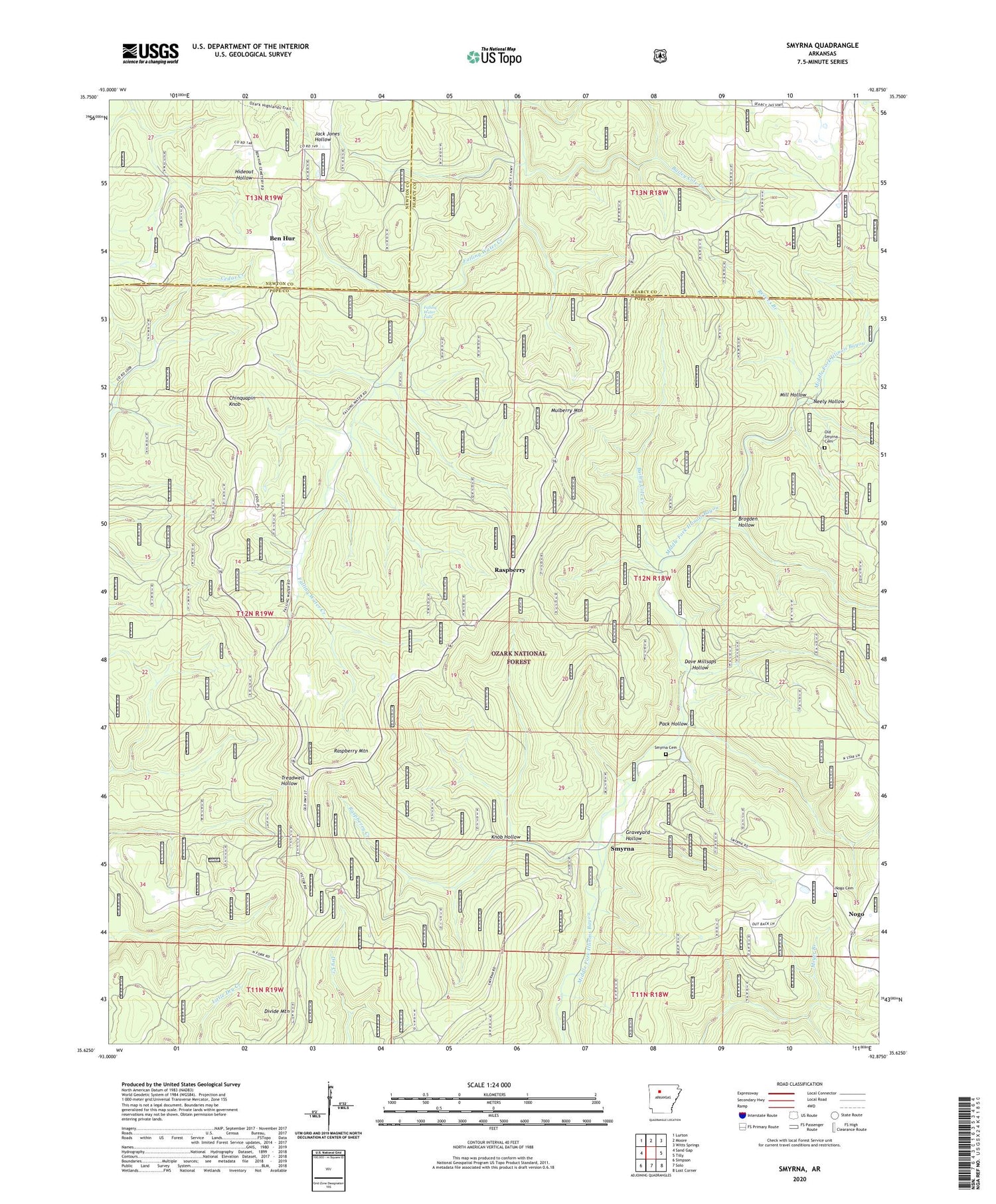 Smyrna Arkansas US Topo Map Image