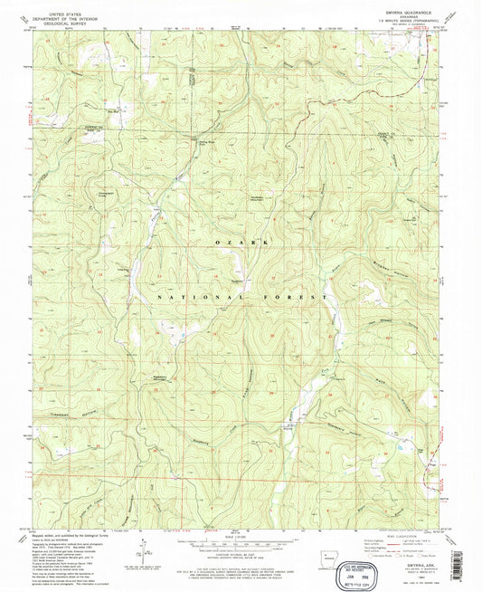 Classic USGS Smyrna Arkansas 7.5'x7.5' Topo Map Image