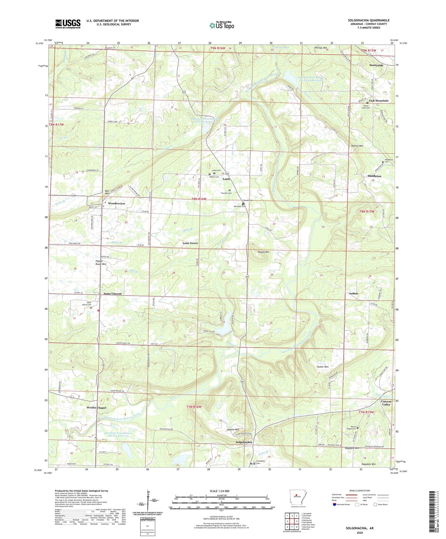 Solgohachia Arkansas US Topo Map Image