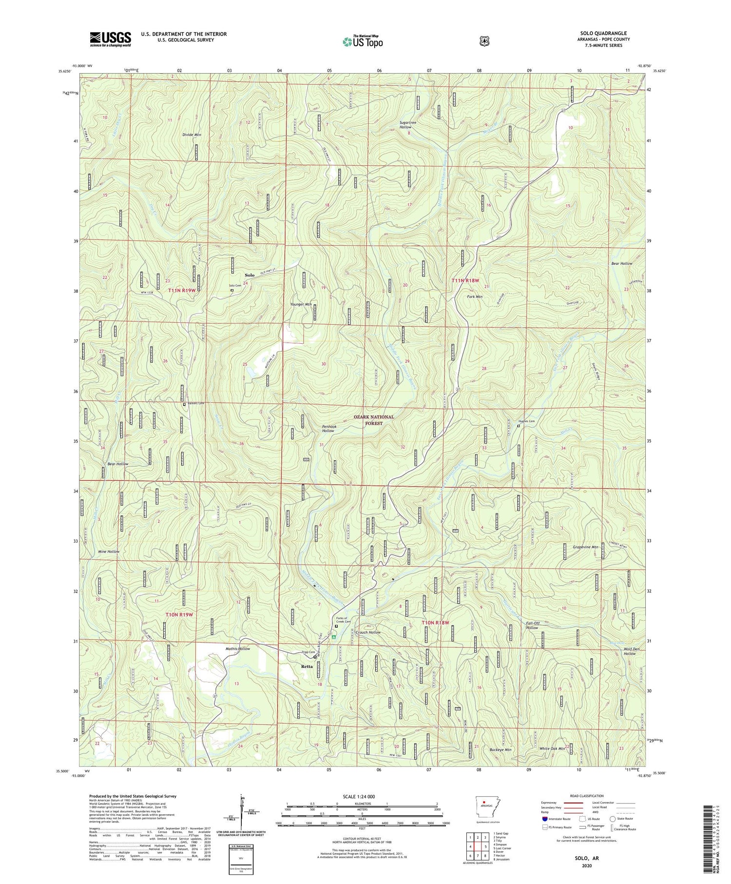 Solo Arkansas US Topo Map Image