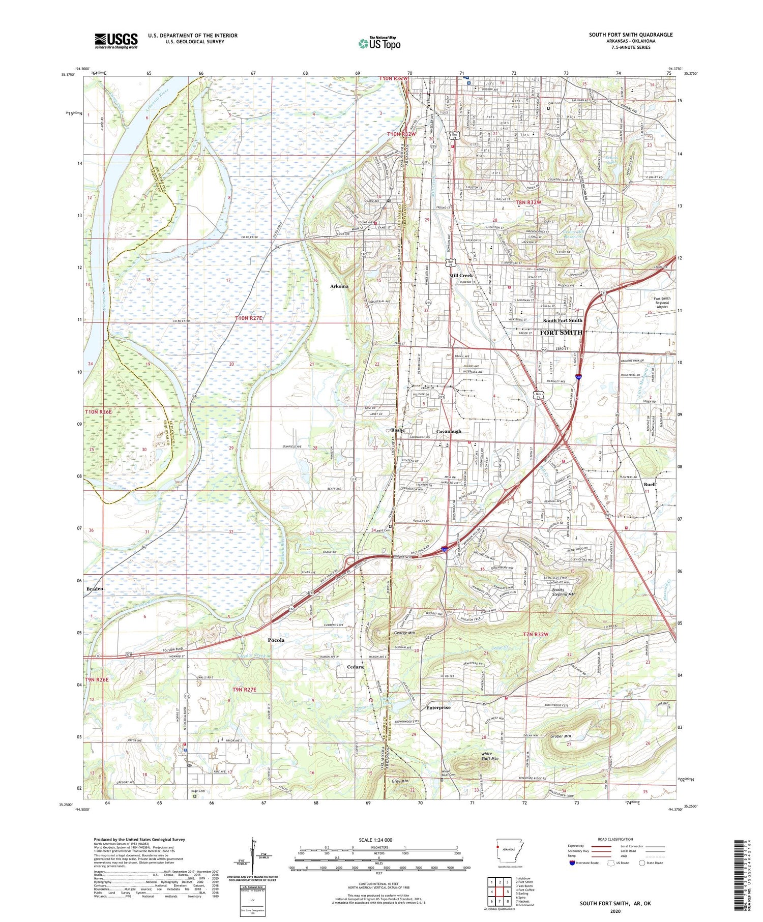 South Fort Smith Arkansas US Topo Map Image