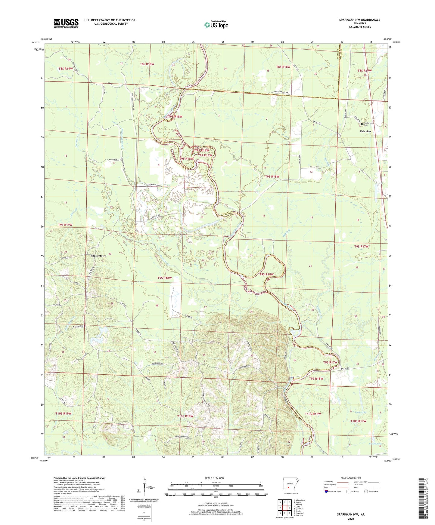 Sparkman NW Arkansas US Topo Map Image