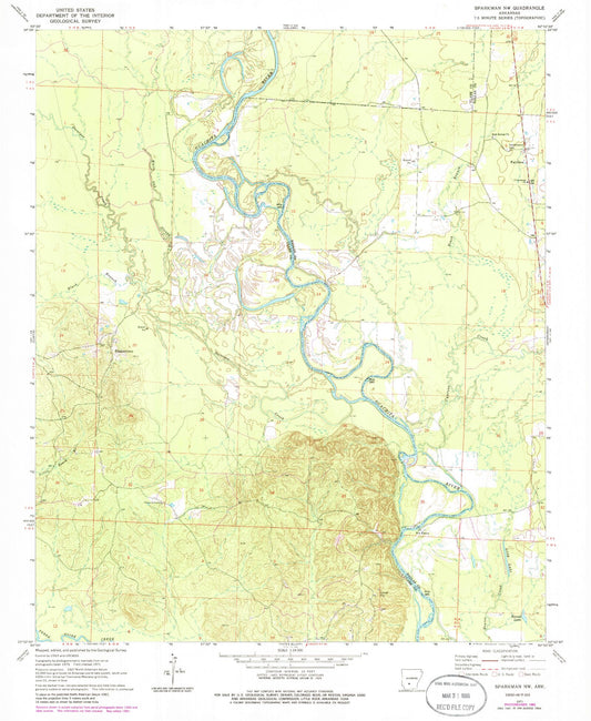 Classic USGS Sparkman NW Arkansas 7.5'x7.5' Topo Map Image
