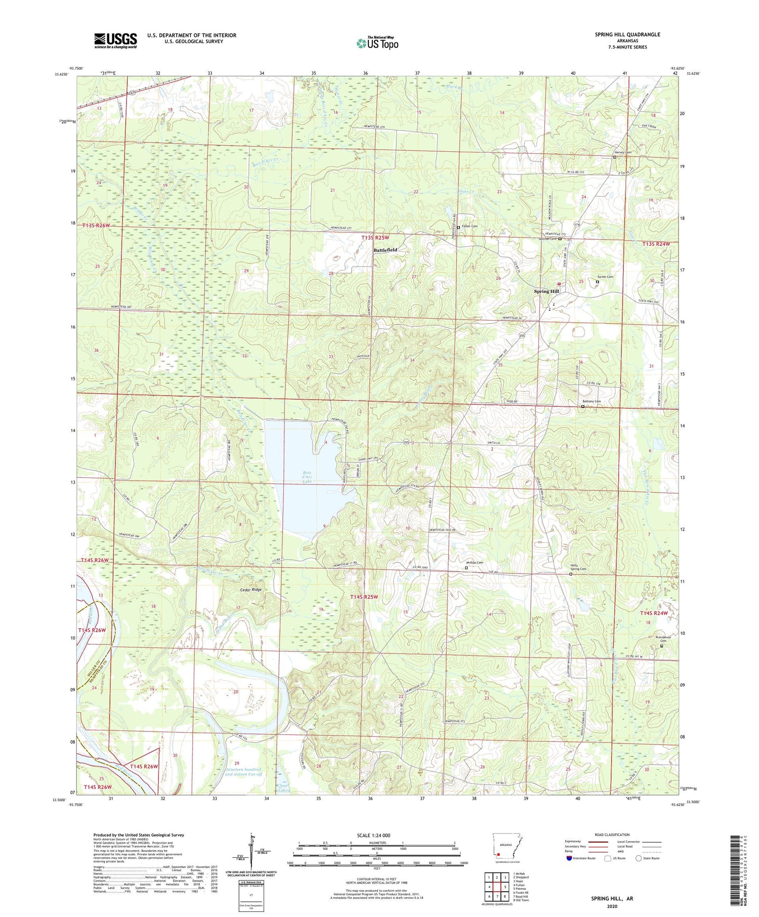 Spring Hill Arkansas US Topo Map Image