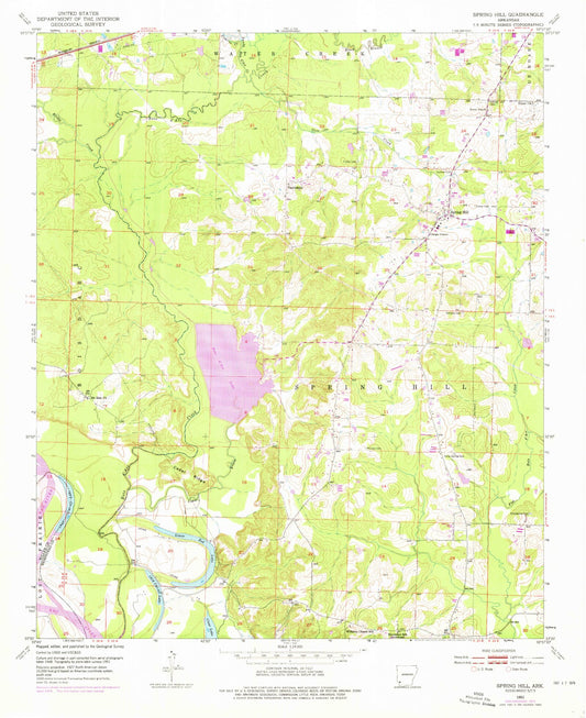 Classic USGS Spring Hill Arkansas 7.5'x7.5' Topo Map Image