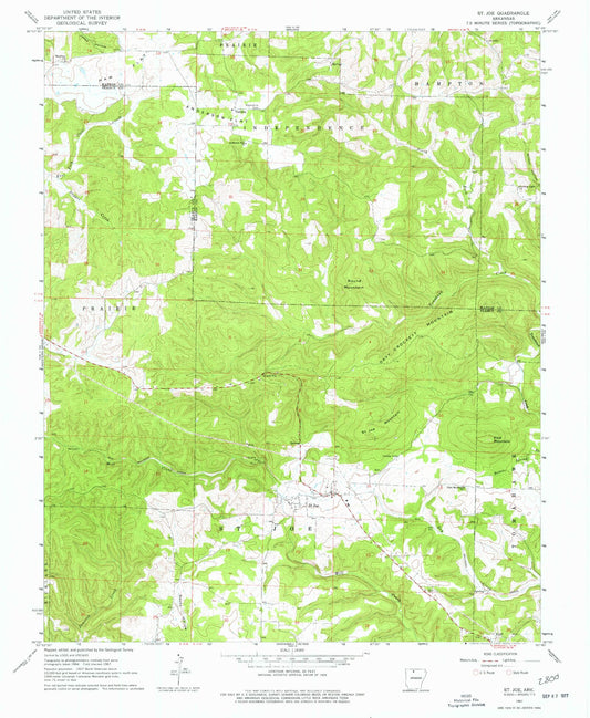 Classic USGS Saint Joe Arkansas 7.5'x7.5' Topo Map Image