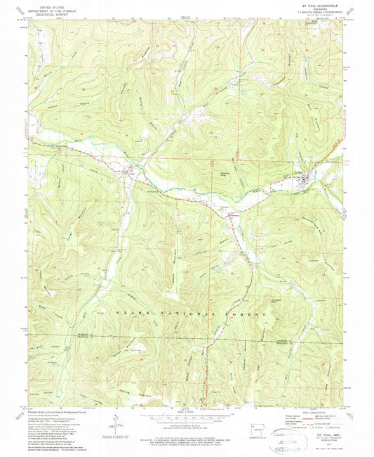 Classic USGS Saint Paul Arkansas 7.5'x7.5' Topo Map Image