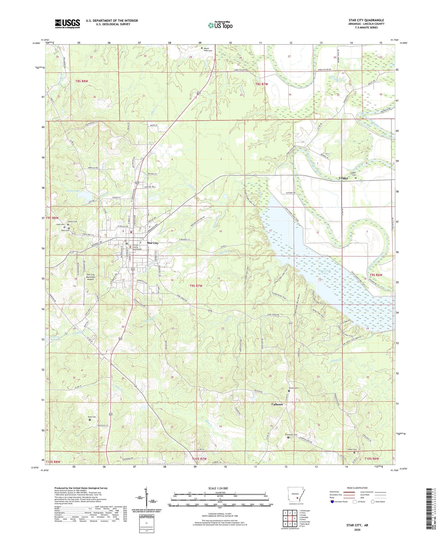 Star City Arkansas US Topo Map Image