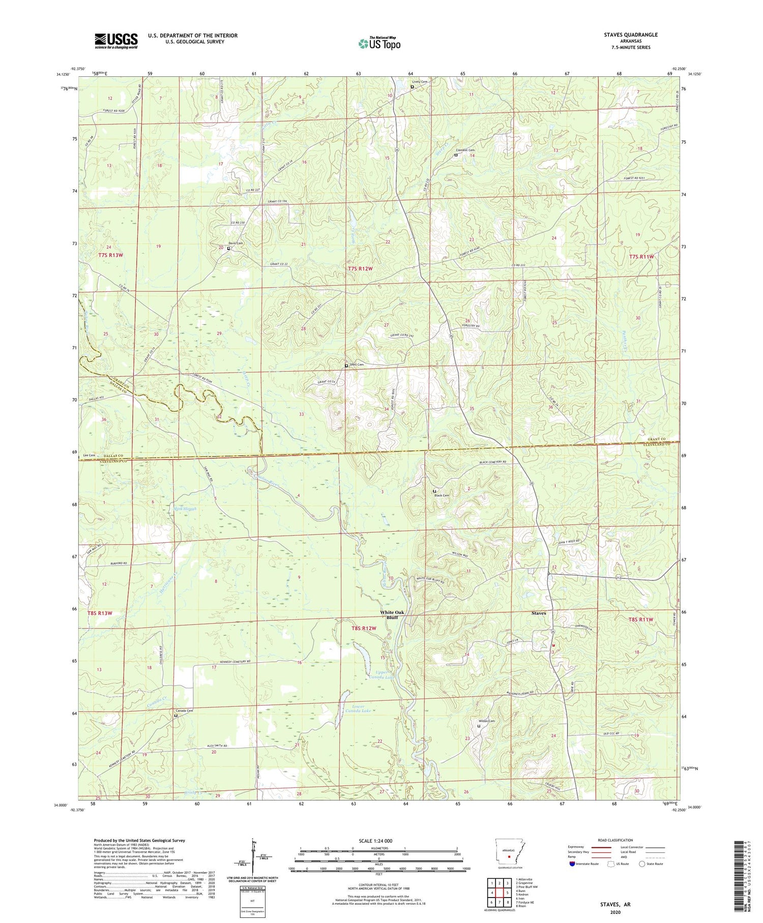 Staves Arkansas US Topo Map Image