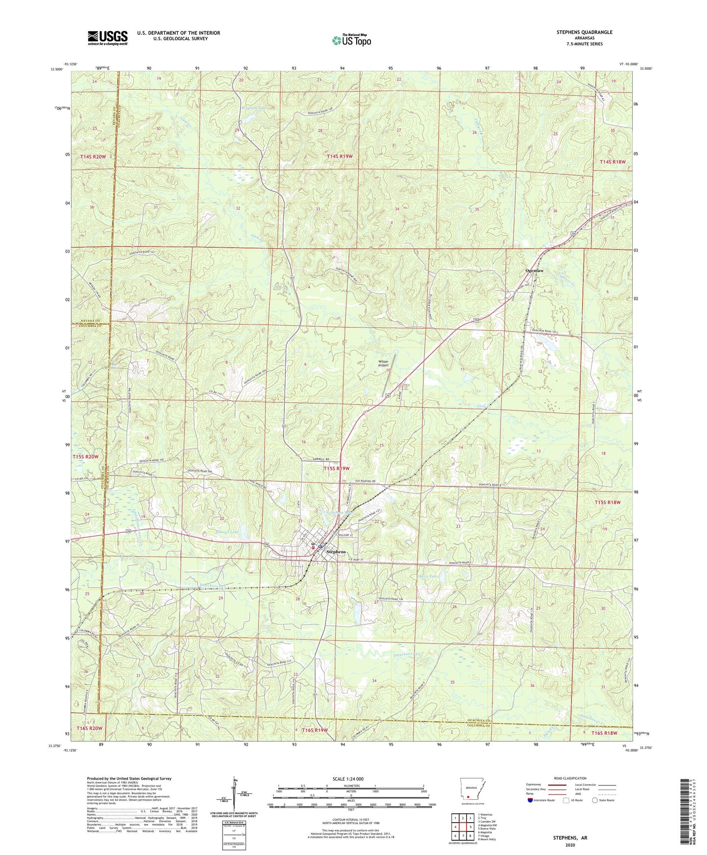 Stephens Arkansas US Topo Map Image