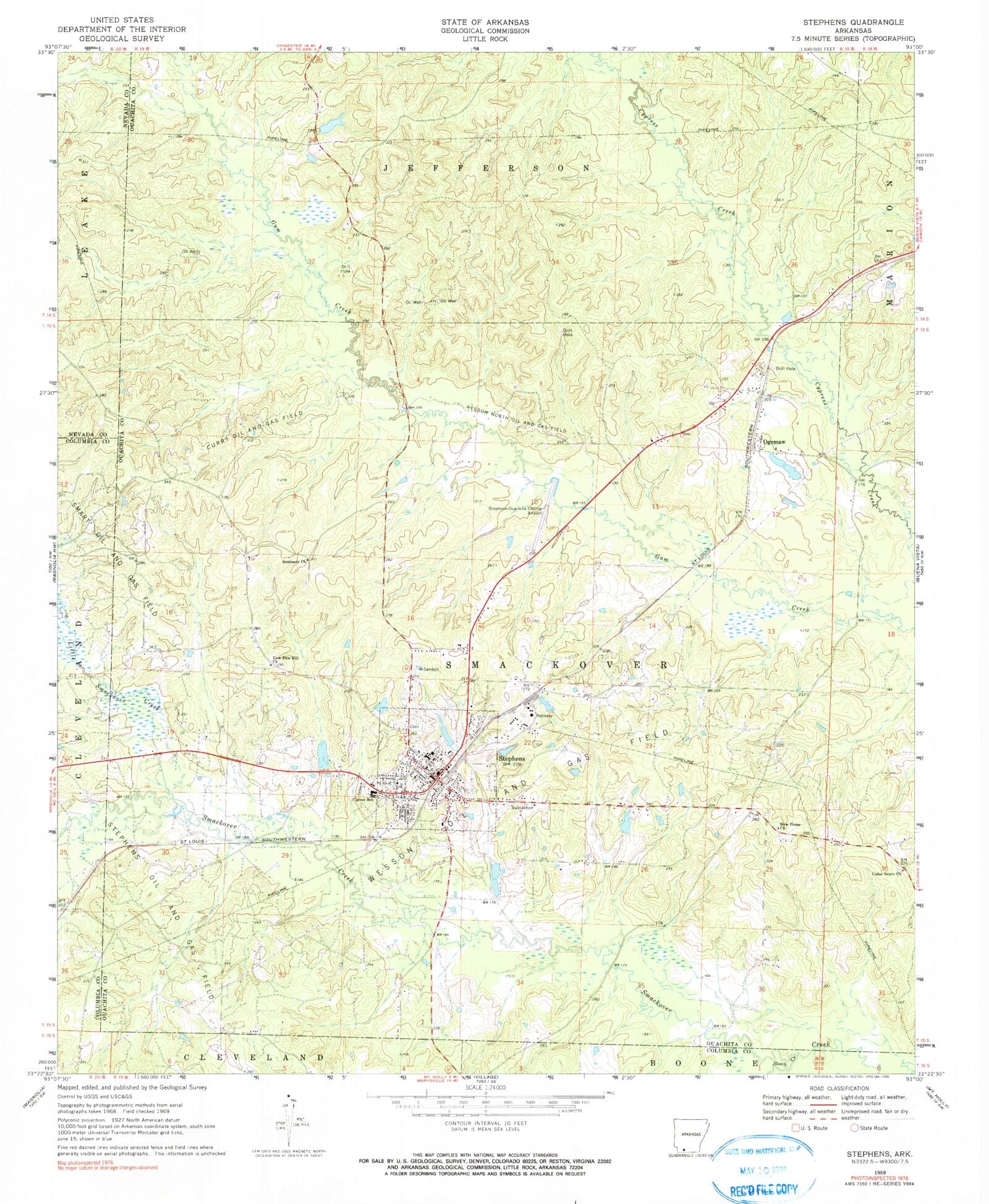 Classic USGS Stephens Arkansas 7.5'x7.5' Topo Map – MyTopo Map Store