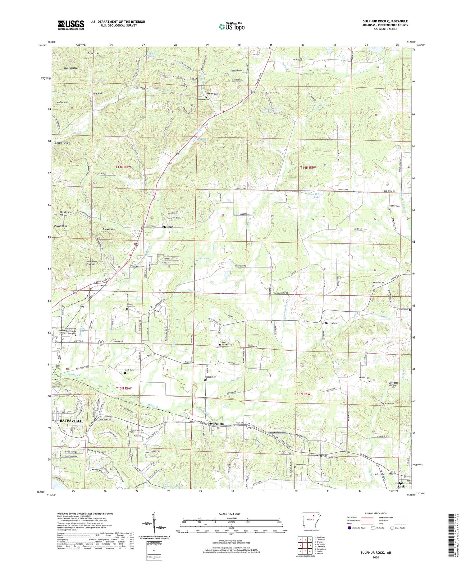 Sulphur Rock Arkansas US Topo Map Image