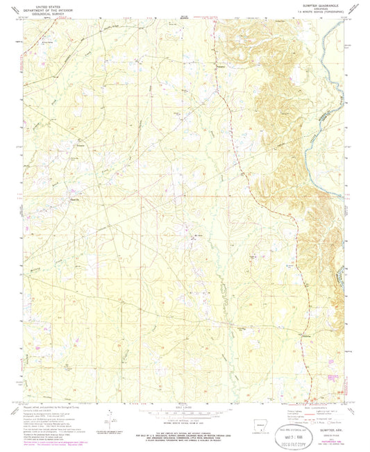 Classic USGS Sumpter Arkansas 7.5'x7.5' Topo Map Image
