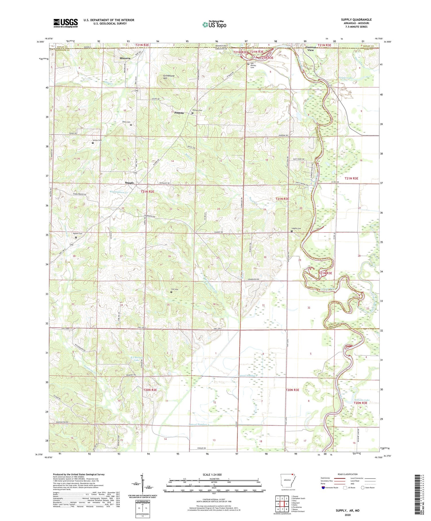 Supply Arkansas US Topo Map Image
