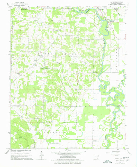 Classic USGS Supply Arkansas 7.5'x7.5' Topo Map Image
