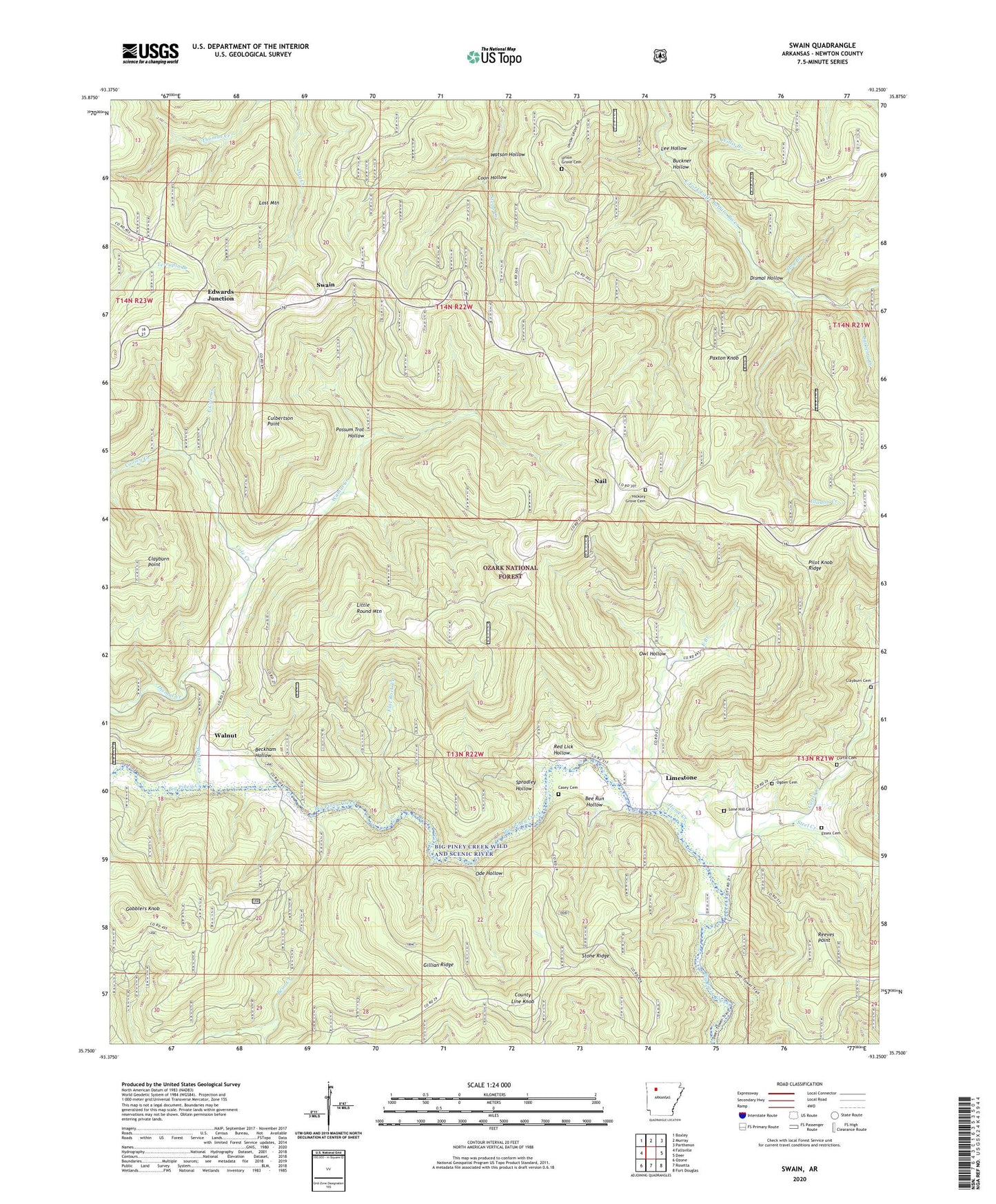 Swain Arkansas US Topo Map Image