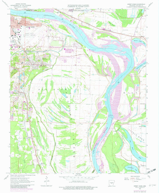 Classic USGS Sweet Home Arkansas 7.5'x7.5' Topo Map Image
