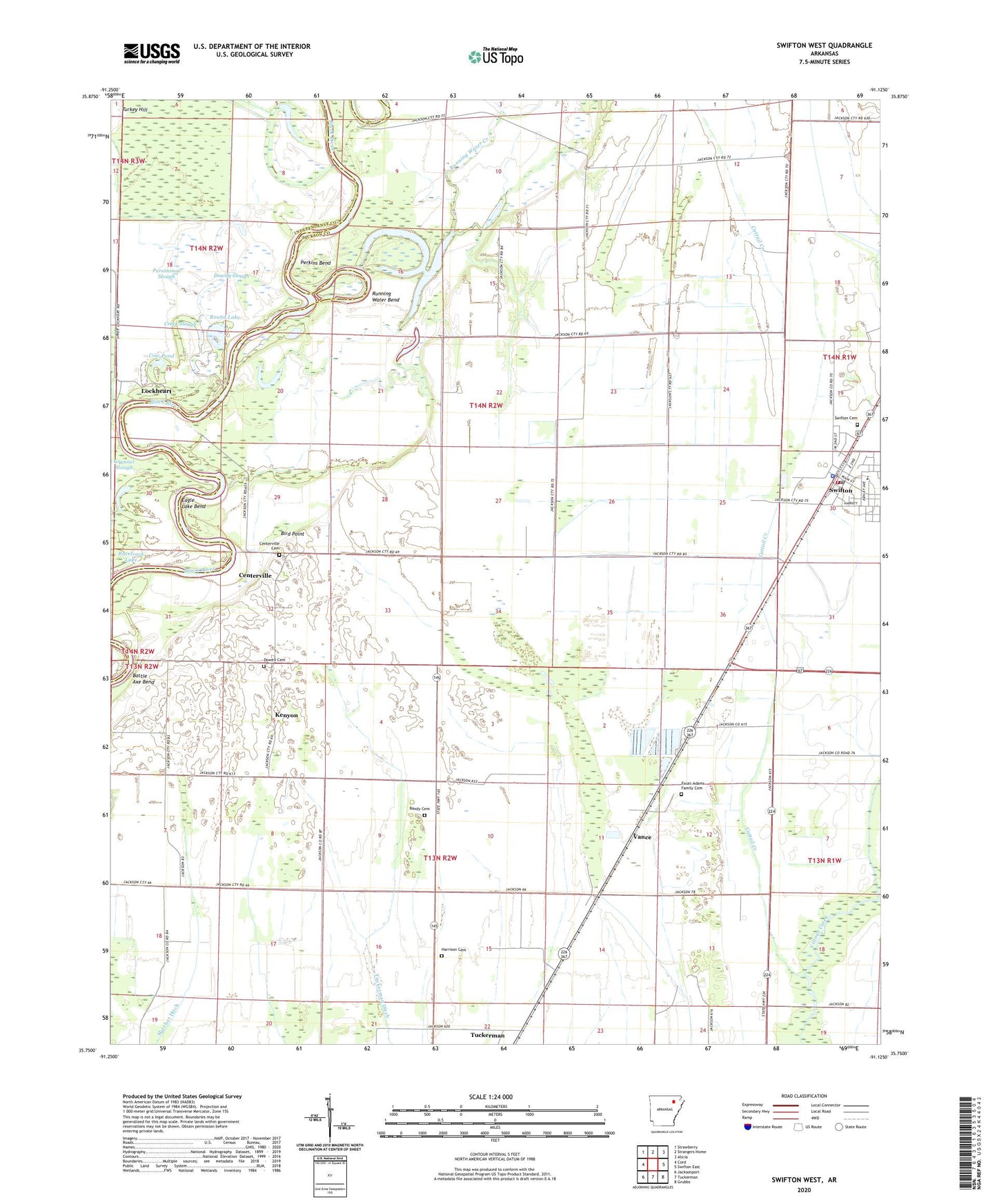 Swifton West Arkansas US Topo Map Image
