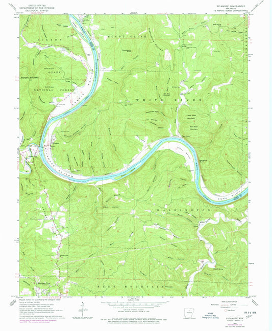 Classic USGS Sylamore Arkansas 7.5'x7.5' Topo Map Image