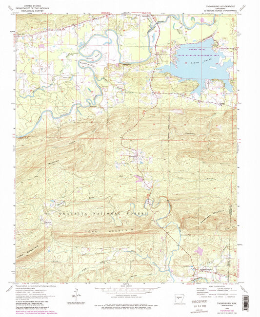 Classic USGS Thornburg Arkansas 7.5'x7.5' Topo Map Image
