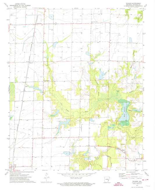 Classic USGS Tichnor Arkansas 7.5'x7.5' Topo Map Image