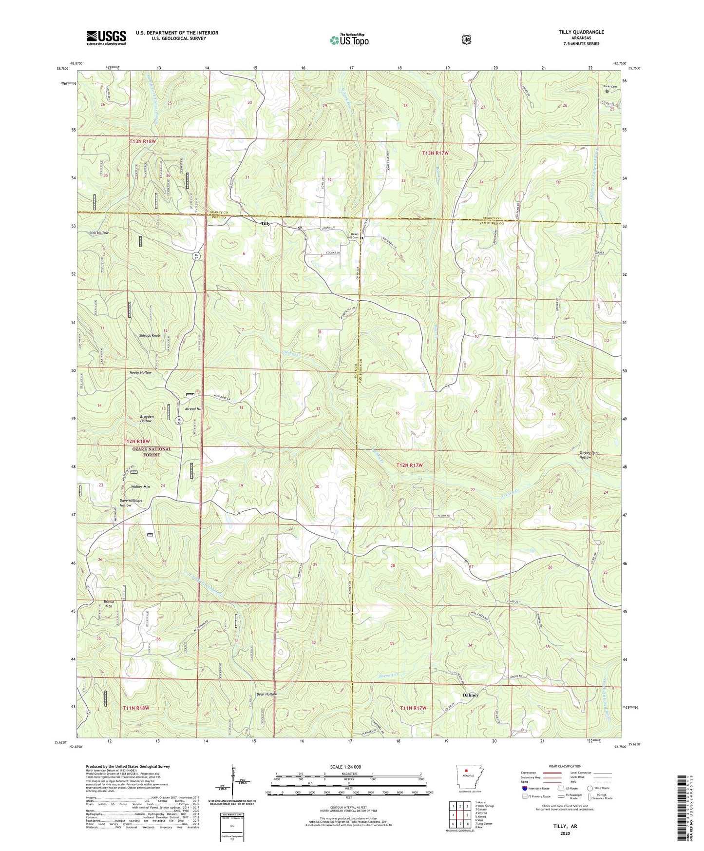 Tilly Arkansas US Topo Map Image