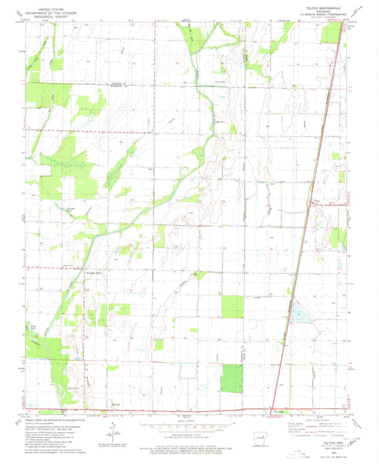 Classic USGS Tilton Arkansas 7.5'x7.5' Topo Map Image