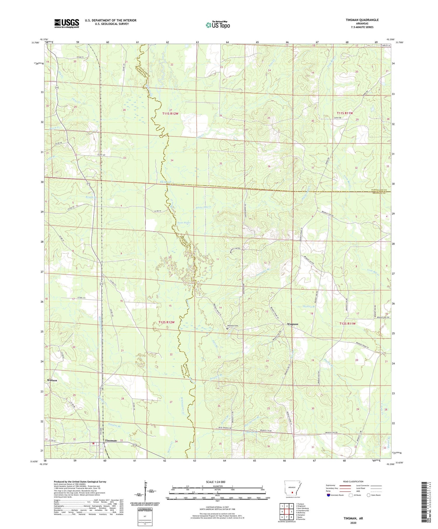 Tinsman Arkansas US Topo Map Image