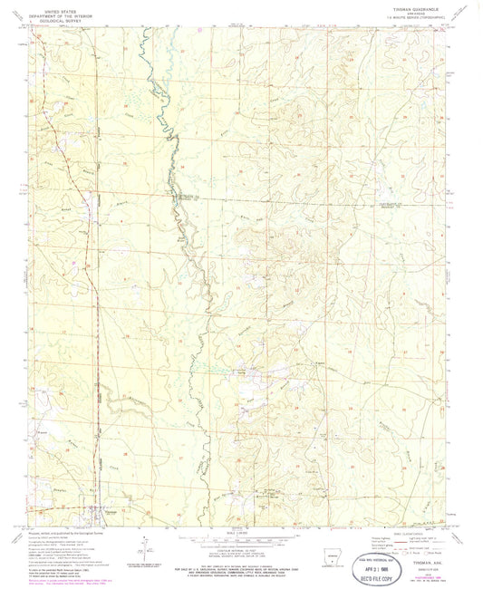 Classic USGS Tinsman Arkansas 7.5'x7.5' Topo Map Image