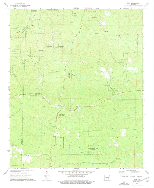 Classic USGS Troy Arkansas 7.5'x7.5' Topo Map Image