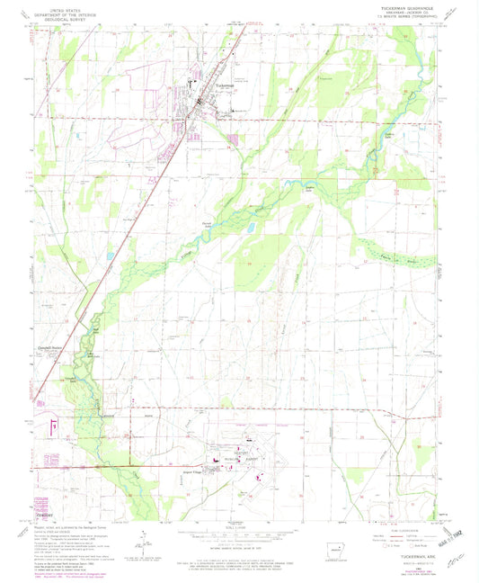 Classic USGS Tuckerman Arkansas 7.5'x7.5' Topo Map Image