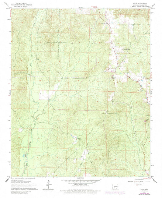 Classic USGS Tulip Arkansas 7.5'x7.5' Topo Map Image