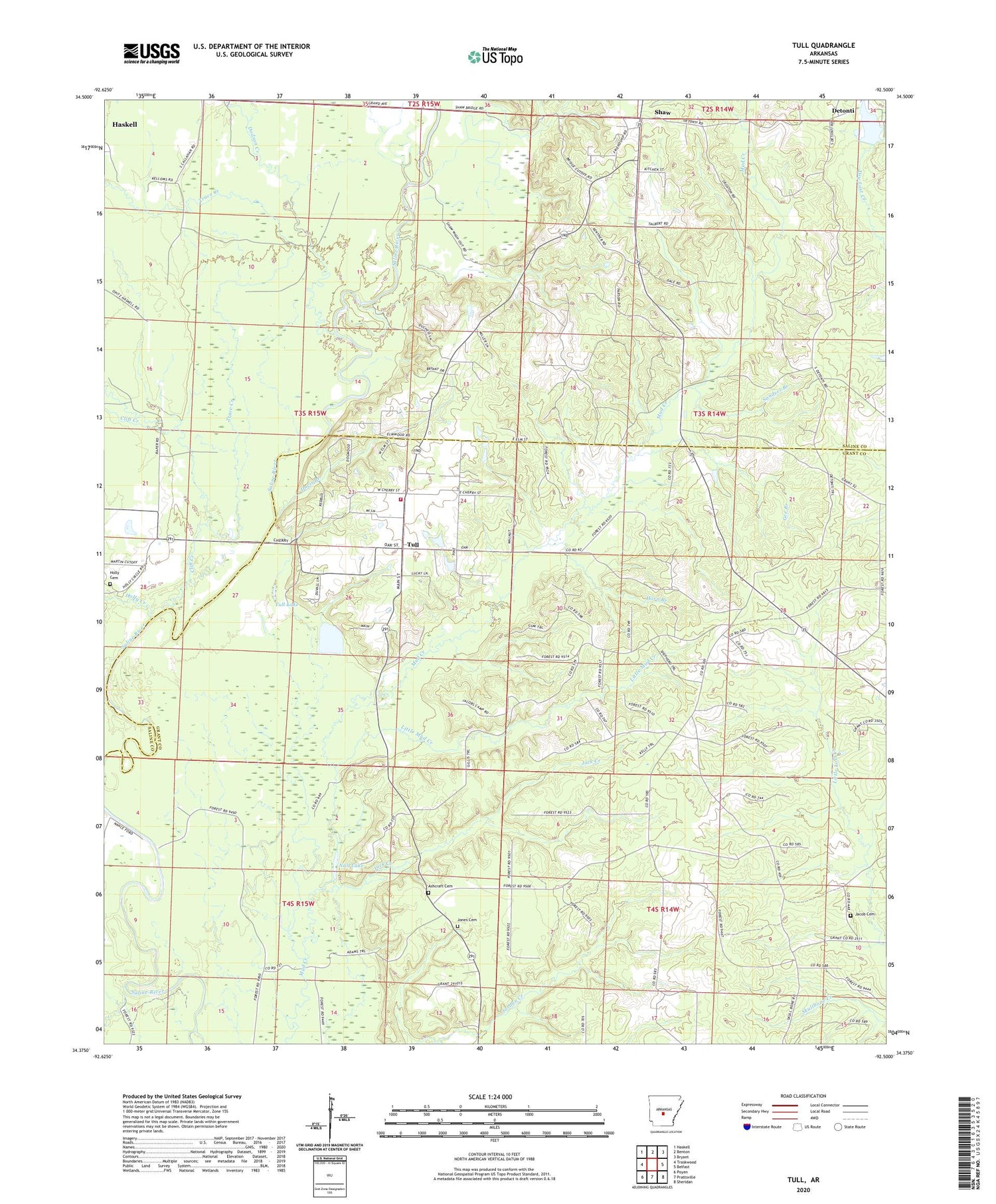 Tull Arkansas US Topo Map Image