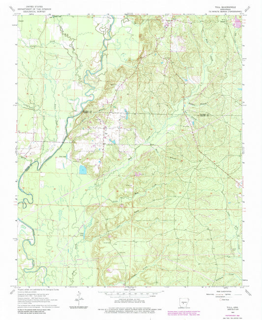 Classic USGS Tull Arkansas 7.5'x7.5' Topo Map Image
