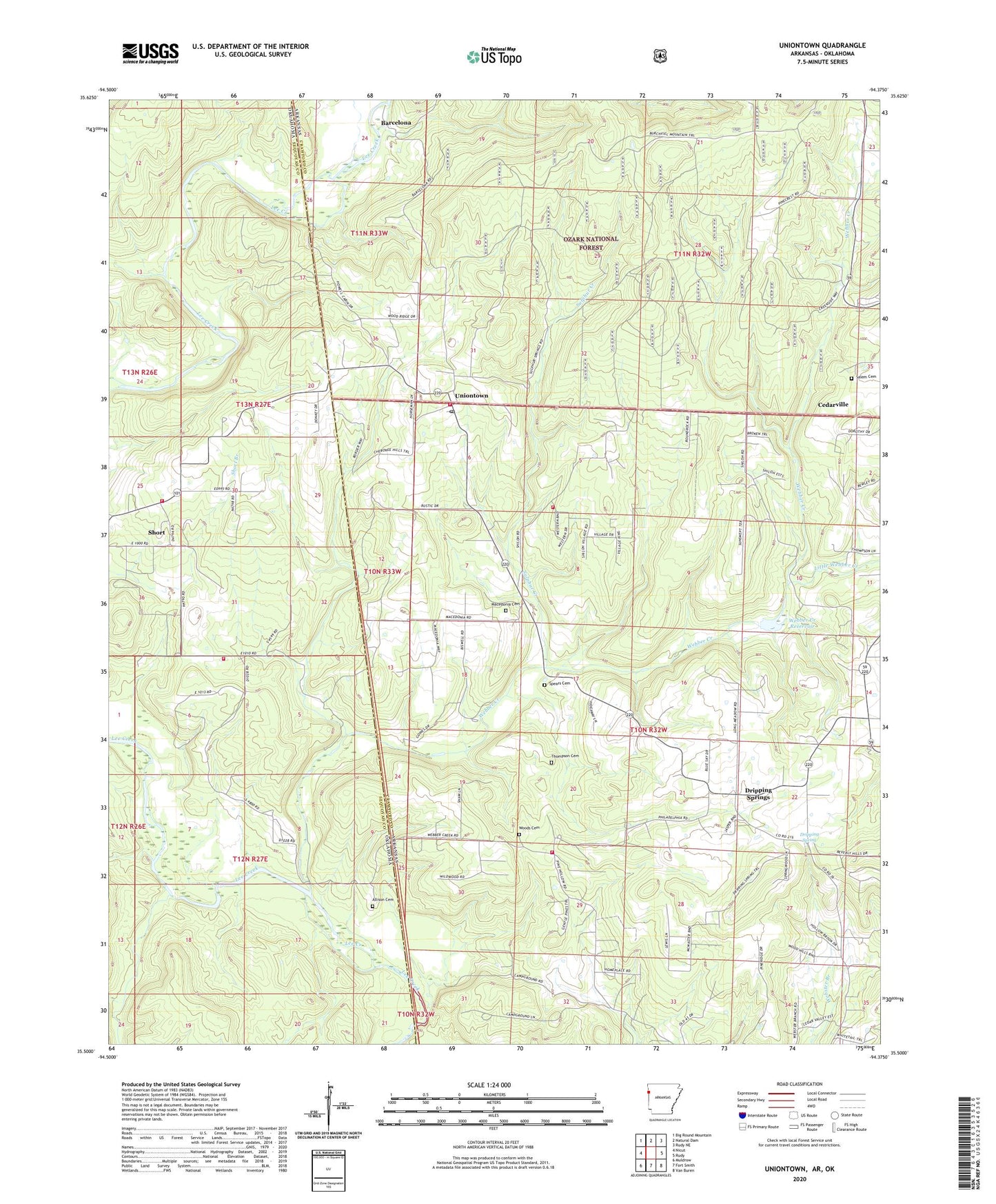 Uniontown Arkansas US Topo Map Image