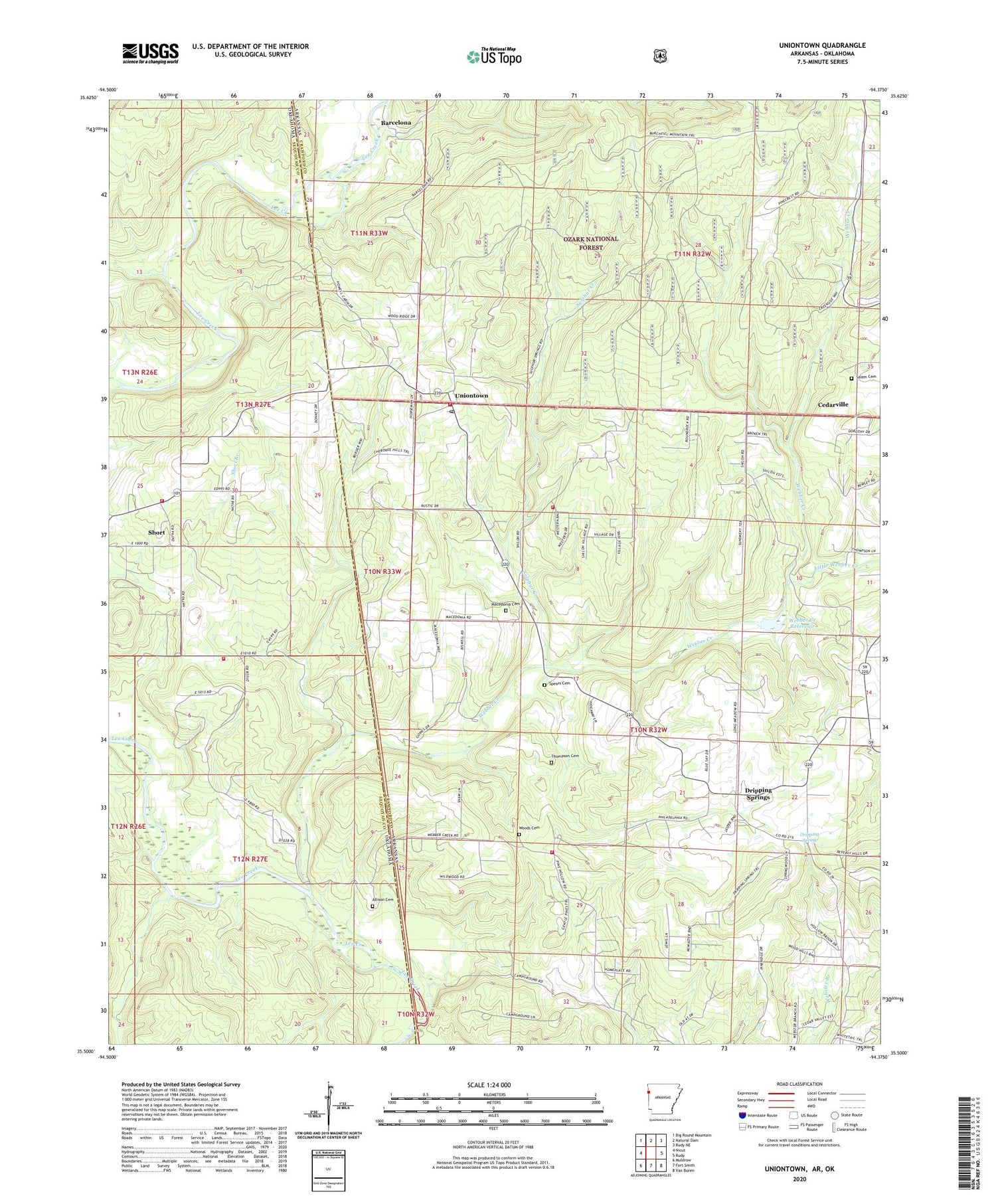 Uniontown Arkansas US Topo Map Image