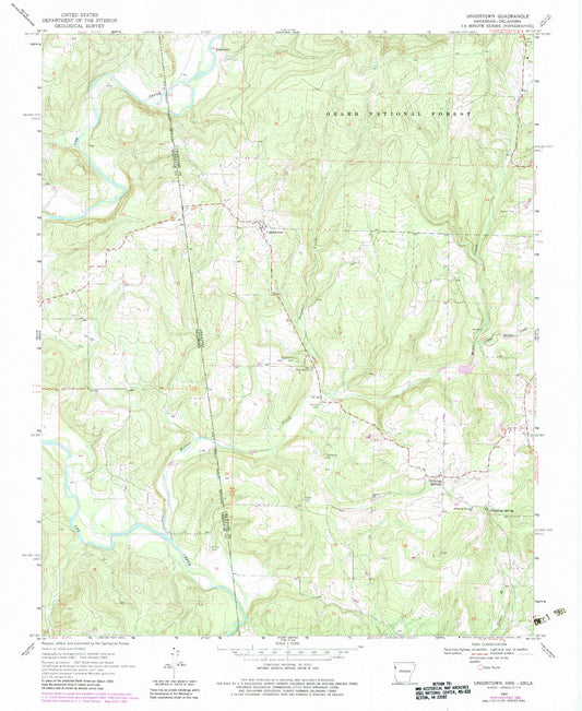 Classic USGS Uniontown Arkansas 7.5'x7.5' Topo Map Image