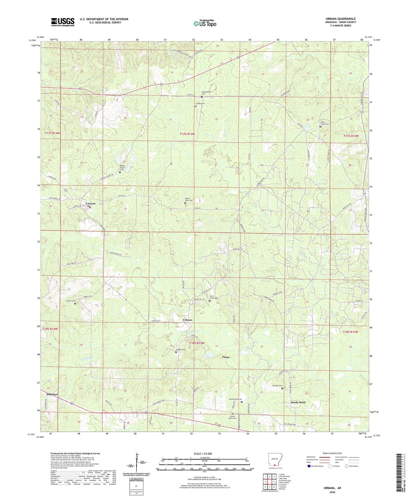 Urbana Arkansas US Topo Map Image