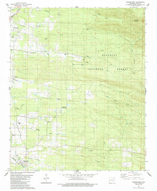Classic USGS Vandervoort Arkansas 7.5'x7.5' Topo Map Image