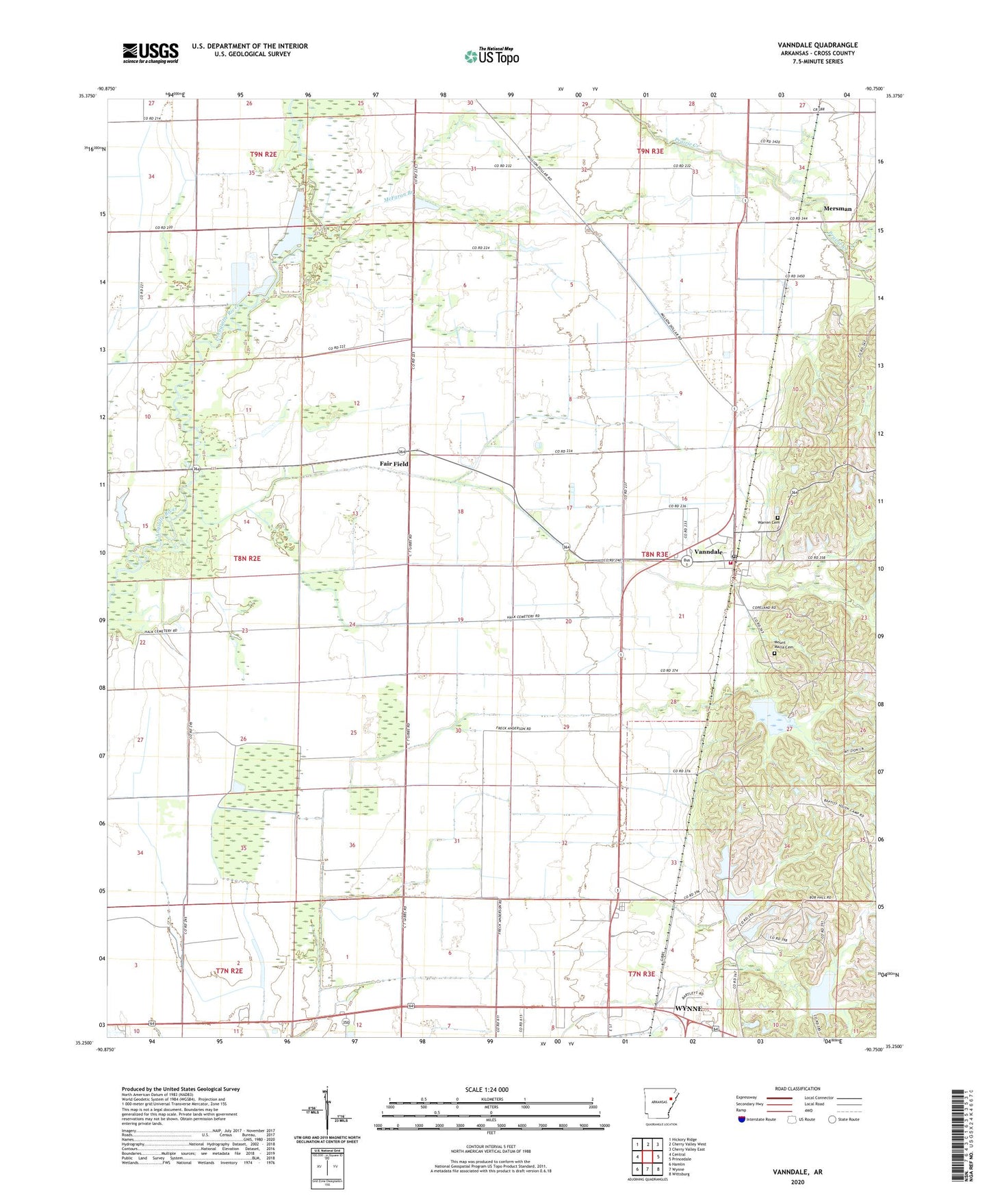 Vanndale Arkansas US Topo Map Image