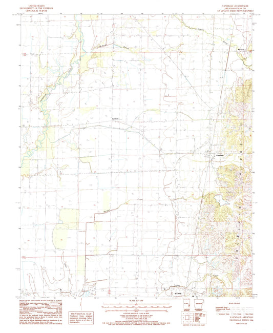 Classic USGS Vanndale Arkansas 7.5'x7.5' Topo Map Image