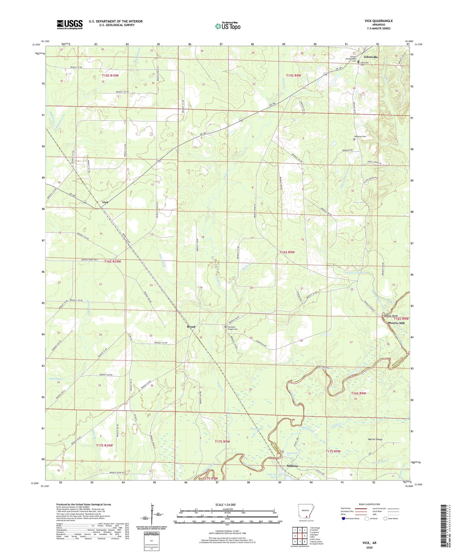 Vick Arkansas US Topo Map Image