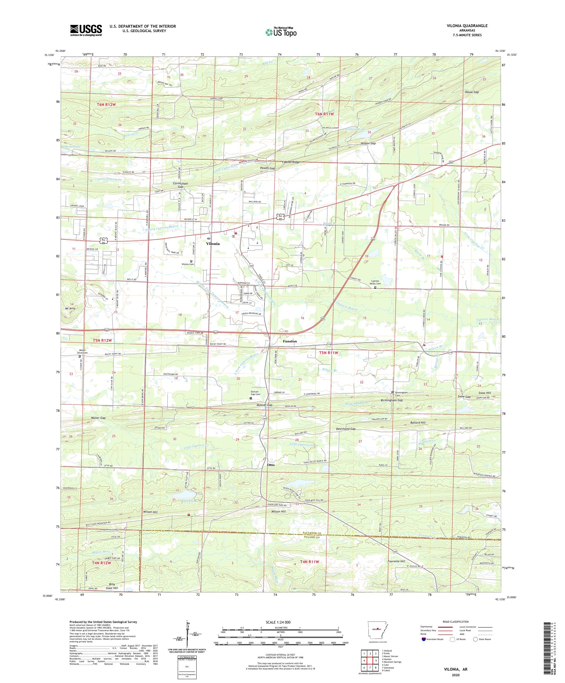 Vilonia Arkansas US Topo Map – MyTopo Map Store